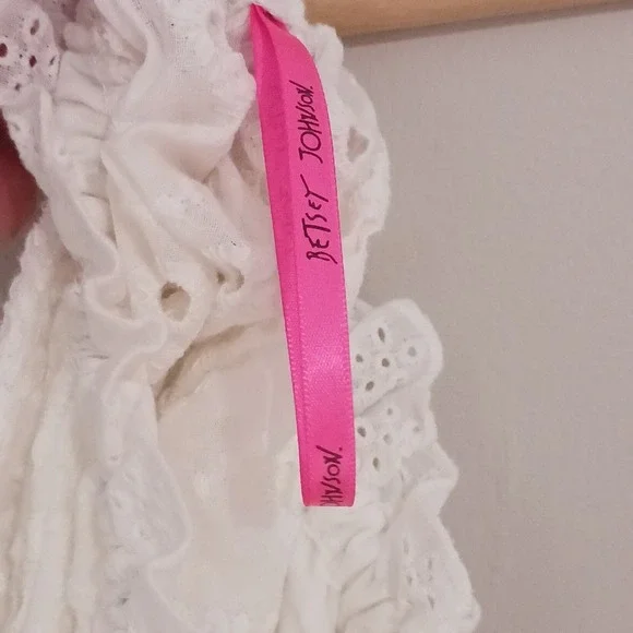 Betsey Johnson Eyelet White Coastal Bridal Bachelorette Midi Dress Size S New - Picture 9 of 9